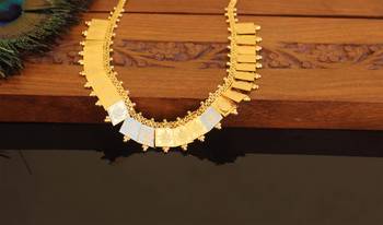 Kerala style gold plated temple coin short necklace 3