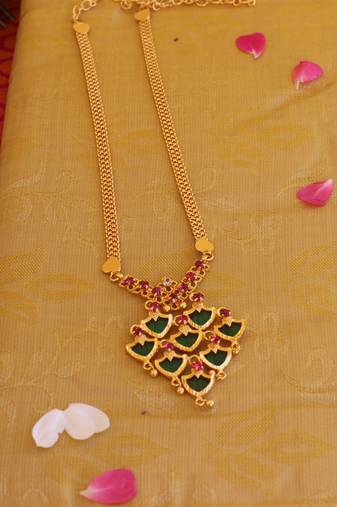 Kerala style gold plated palakka neckace