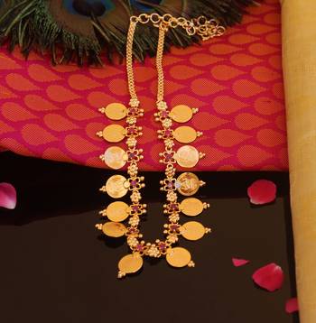 Kerala style gold plated temple coin necklace 3