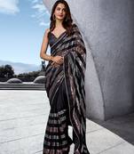 Trendmalls Black Art Silk Heavy sequin Work Saree For Women