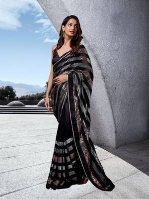 Black Art Silk Heavy sequin Work Saree For Women 2