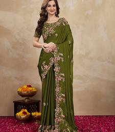Green Embroided Work Saree