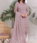 Light purple color embroideried faux georgette semi stitched salwar suit