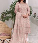 Peach color embroideried faux georgette semi stitched salwar suit