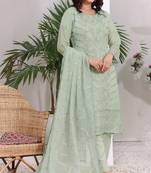 Pista color embroideried faux georgette semi stitched salwar suit