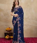 Navy Blue Rangoli Art Silk Heavy Embroidred Saree