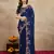 Trendmalls Navy Blue Rangoli Art Silk Heavy Embroidred Saree