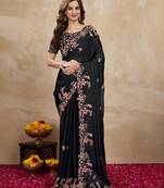 Black Art Silk Heavy Embroidred Saree