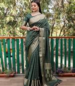 Green Woven Design Bandhej Patola silk blend Saree With Blouse