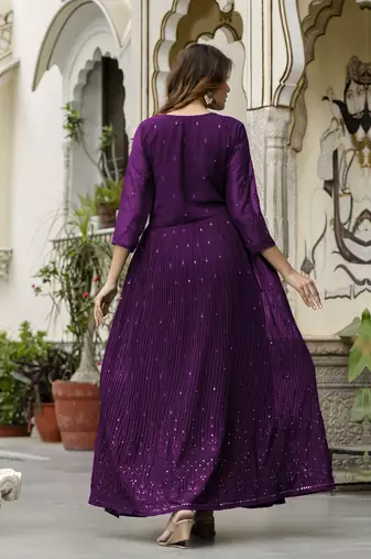 Trendmalls Women's Georgette Embroidery Salwar Suit Anarkali Kurta Set with Dupatta