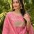 pink color embroidered poly silk styles kurta trouser with dupatta
