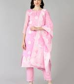 pink color woven design poly chanderi styles kurta trouser with dupatta