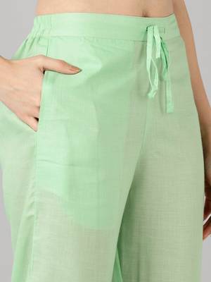 green color woven design poly chanderi styles kurta trouser with dupatta 5