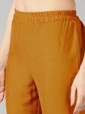 mustard color solid poly silk styles kurta trouser with dupatta 5