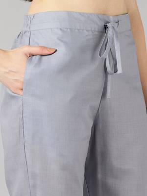 grey color embroidered poly chanderi styles kurta trouser with dupatta 5
