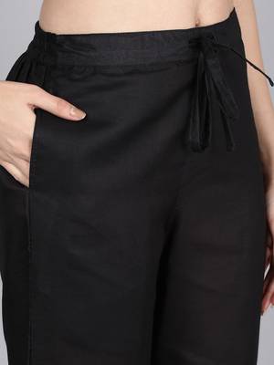 black color embroidered poly chanderi styles kurta trouser with dupatta 5