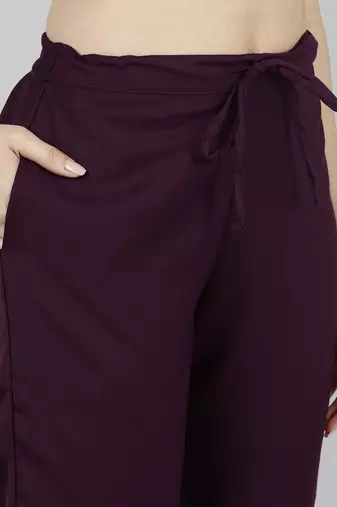 purple color embroidered poly silk styles kurta trouser with dupatta