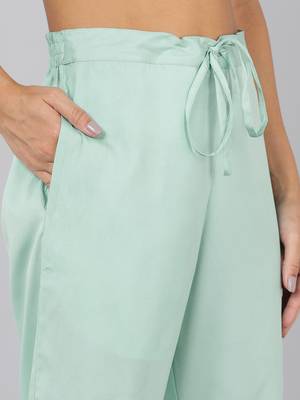 sea green color printed poly crepe styles kurta trouser with dupatta 5