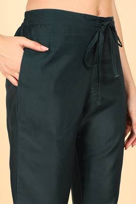 teal color embroidered poly silk styles kurta trouser with dupatta 5