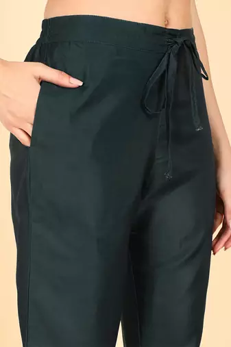 teal color embroidered poly silk styles kurta trouser with dupatta