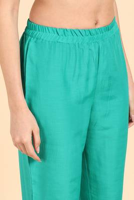 sea green color solid poly silk styles kurta trouser with dupatta 5