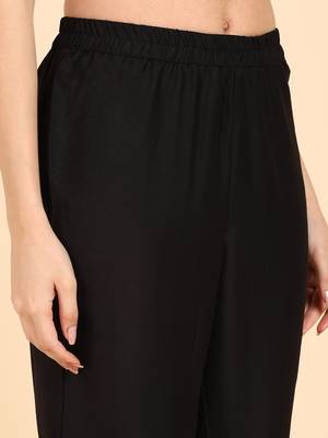 black color solid poly silk styles kurta trouser with dupatta 5