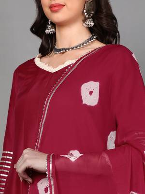 fuchsia color solid poly silk styles kurta trouser with dupatta 2