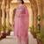 pink color embroidered poly silk styles kurta trouser with dupatta
