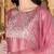 pink color embroidered poly silk styles kurta trouser with dupatta