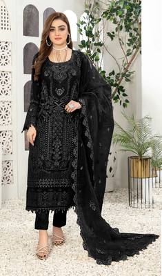 Black embroidered faux georgette salwar suit 1