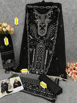 Black embroidered faux georgette salwar suit 3