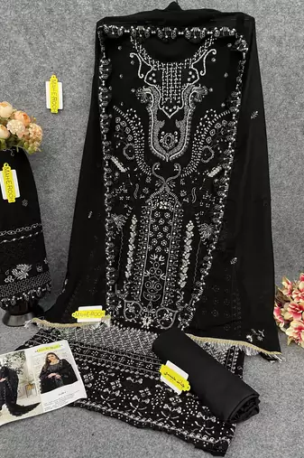 Black embroidered faux georgette salwar suit