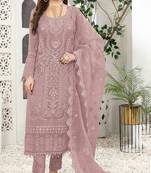 Pink color embroideried faux georgette semi stitched salwar suit
