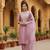 lavender color embroidered poly silk styles kurta trouser with dupatta