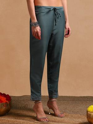 teal color printed poly silk styles kurta trouser with dupatta 5