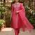 pink color embroidered poly silk styles kurta trouser with dupatta