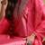 pink color embroidered poly silk styles kurta trouser with dupatta