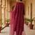 maroon color embroidered poly silk styles kurta trouser with dupatta