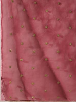 maroon color embroidered poly silk styles kurta trouser with dupatta 5