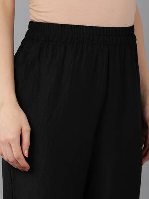 black color self design silk blend styles kurta trouser with dupatta 5
