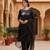 black color embroidered poly silk styles kurta trouser with dupatta