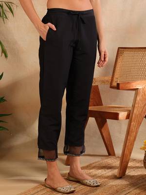 black color embroidered poly silk styles kurta trouser with dupatta 5