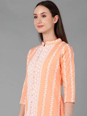 orange color embroidered silk blend styles kurta trouser with dupatta 2