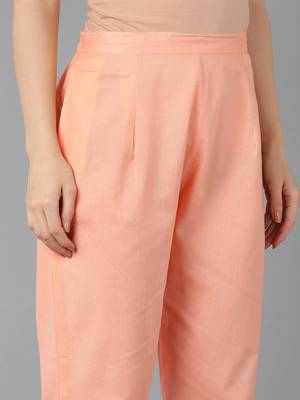 orange color embroidered silk blend styles kurta trouser with dupatta 5