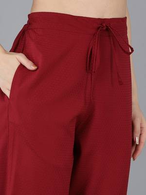 red color embroidered poly silk styles kurta trouser with dupatta 5