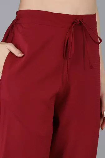 red color embroidered poly silk styles kurta trouser with dupatta