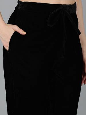 black color embroidered velvet styles kurta trouser with dupatta 5
