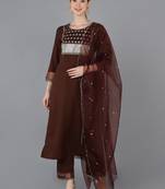 Brown Silk Kurta Trouser with Dupatta