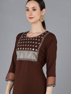 Brown Silk Kurta Trouser with Dupatta 2
