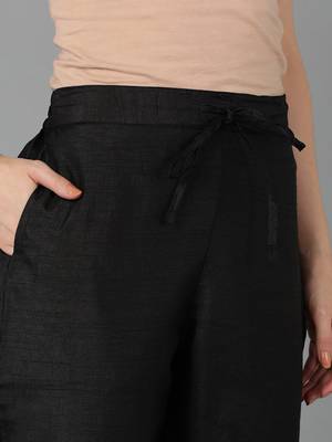 black color embroidered silk blend styles kurta trouser with dupatta 5